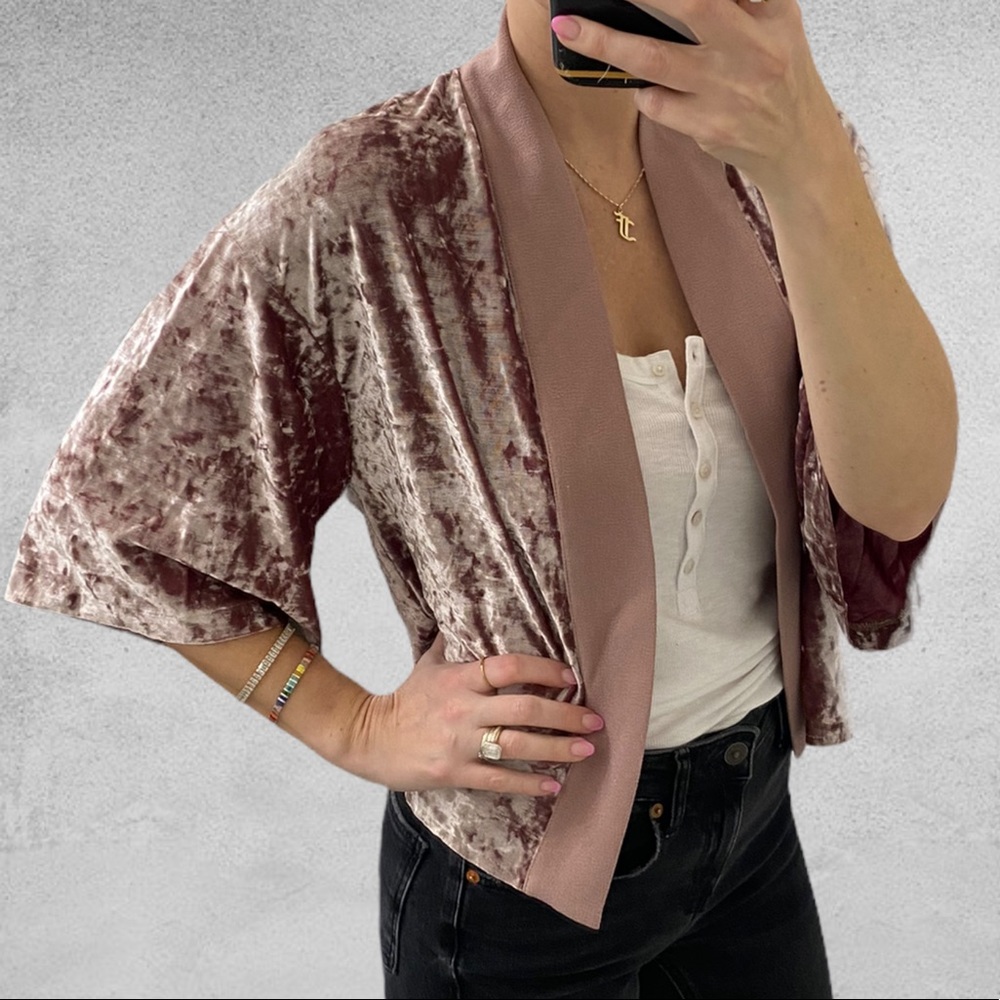 Pink Velvet kimono jacket